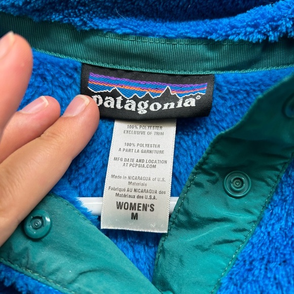 Women’s Patagonia Re-Tool Snap-T Pullover Blue and Green Polartec Thermal Pro - Picture 2 of 3